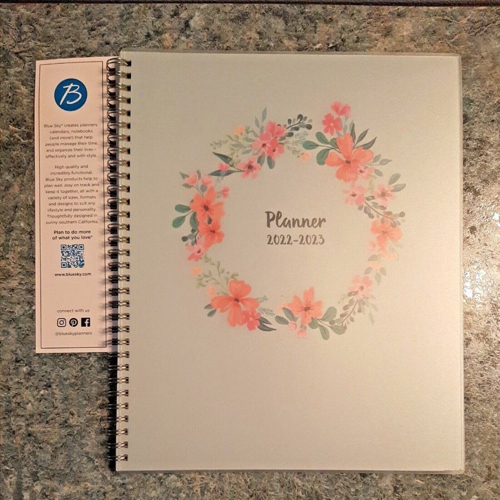 Tabbed Planner July 2022-June 2023 Spiral Bound 9x11 Blue Sky Ellens Be Kind Box